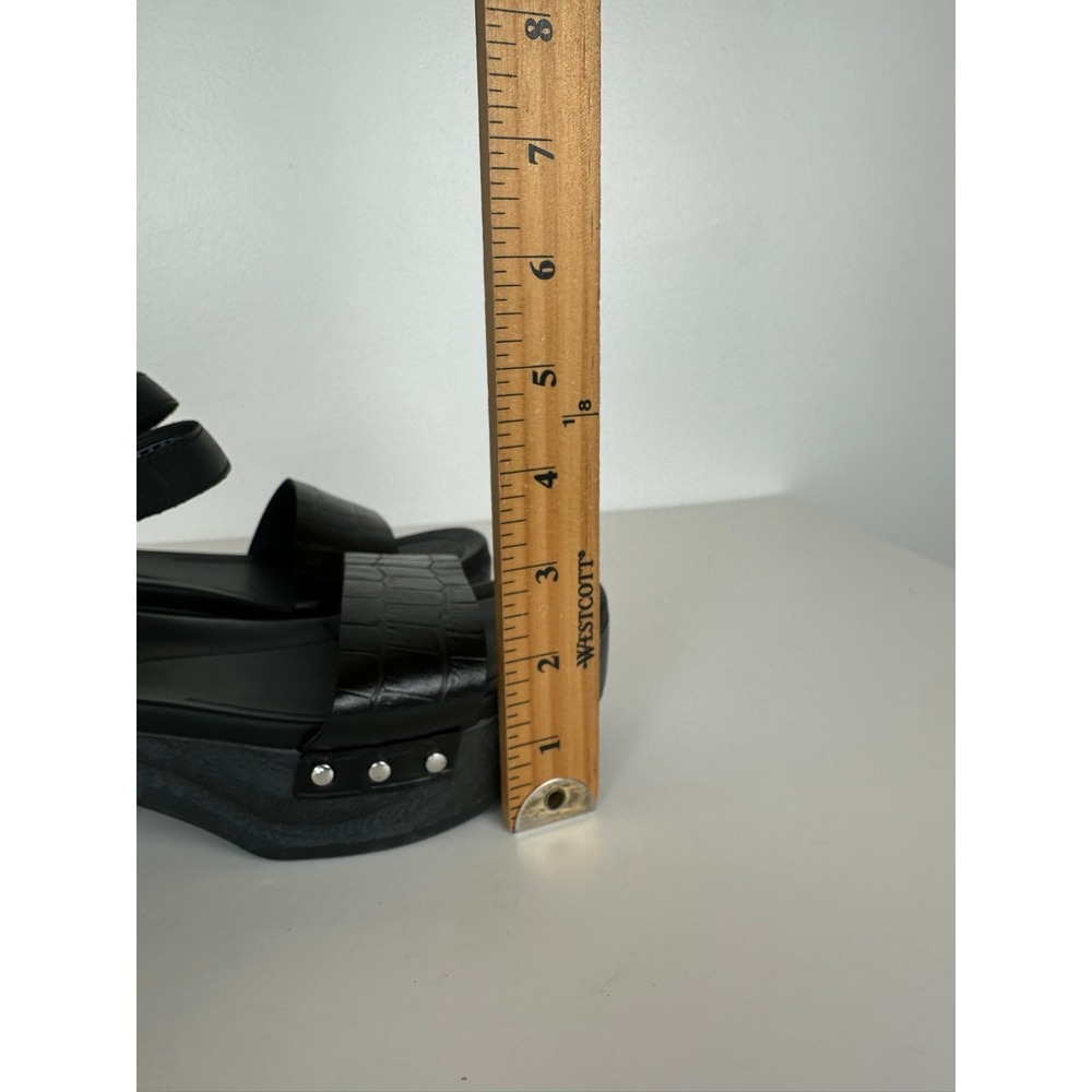 Clarks Signature Black Leather Platform Sandals Block Heel Sz 8M Y2K Ankle Strap - Picture 7 of 11